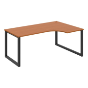 Pracovný stôl UNI O, ergo, ľavý, 180x75,5x120 cm, čerešňa/čierna