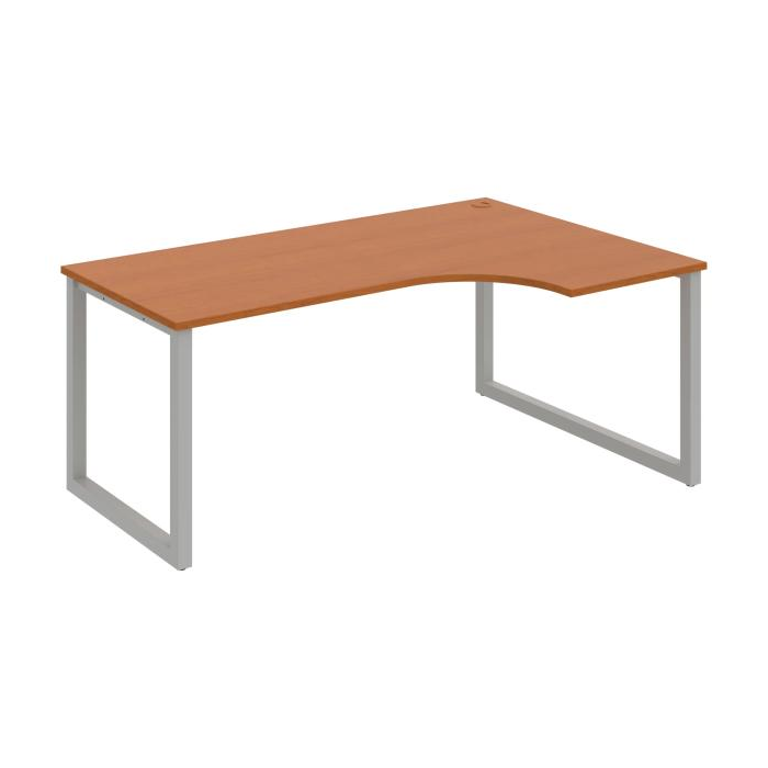 Pracovný stôl UNI O, ergo, ľavý, 180x75,5x120 cm, čerešňa/sivá