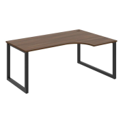 Pracovný stôl UNI O, ergo, ľavý, 180x75,5x120 cm, orech/čierna