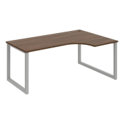 Pracovný stôl UNI O, ergo, ľavý, 180x75,5x120 cm, orech/sivá