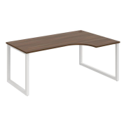 Pracovný stôl UNI O, ergo, ľavý, 180x75,5x120 cm, orech/biela