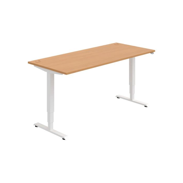 Pracovný stôl RUN, ZO, 3S, 180x64,5-130,5x80 cm, buk/biela