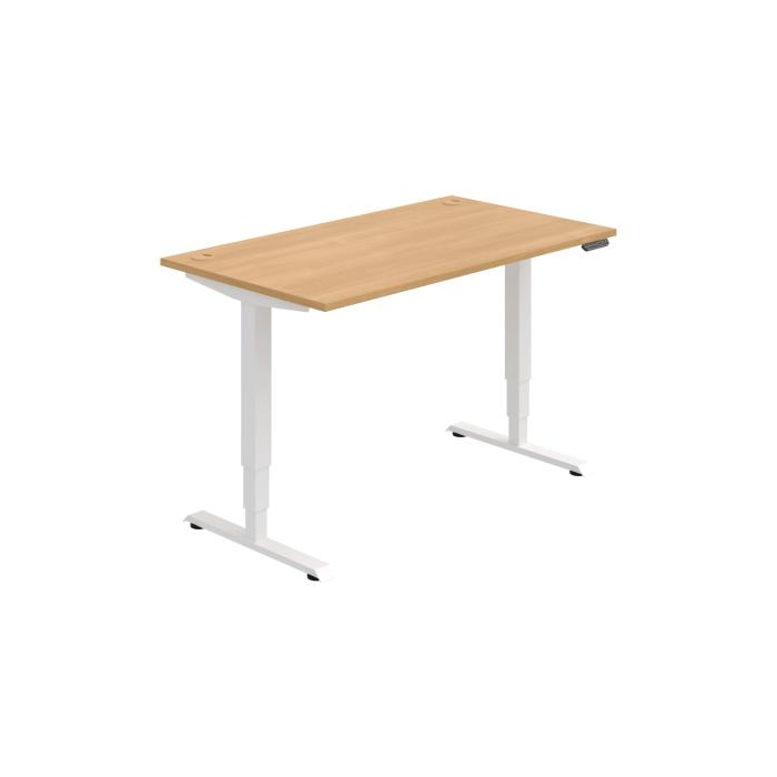 Pracovný stôl RUN, PO, 3S, 140x64,5-130,5x80 cm, dub/biela
