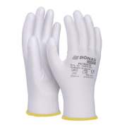 Rukavice pletené, polomáčané DONAU SAFETY PU kat. II biele veľ. 10
